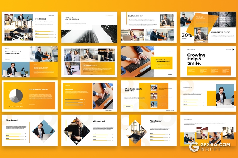 40页橙黄渐变欧美商务多用途PPT模板 - 顶尖PPT