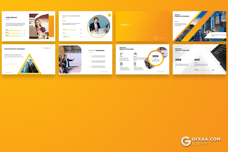 40页橙黄渐变欧美商务多用途PPT模板 - 顶尖PPT