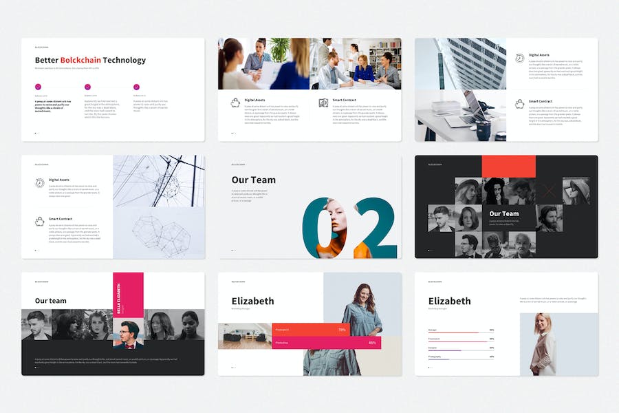 区块链技术介绍展示数据分析keynote模板 - 顶尖PPT