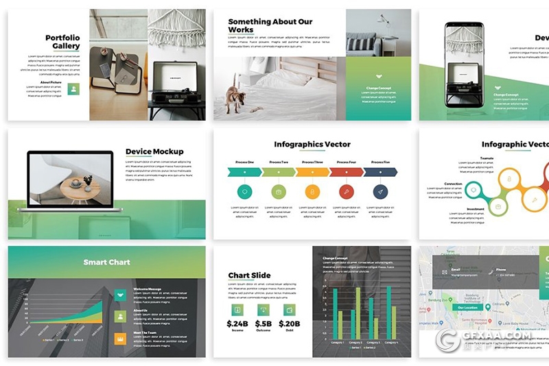 30页3种配色渐变色商务多用途PPT模板 16:9和4:3尺寸规格 - 顶尖PPT