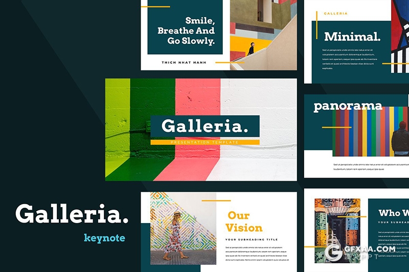 50页艺术图片展示极简文艺风格keynote模板 - 顶尖PPT