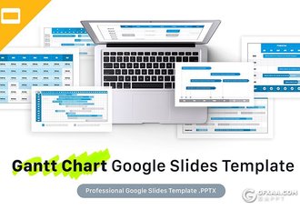 28页甘特图条状图工作进展时间规划Google slides模板 - 顶尖PPT
