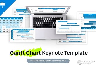 28页甘特图条状图工作进展时间规划keynote模板 - 顶尖PPT