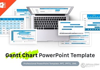 28页甘特图条状图工作进展时间规划ppt模板 - 顶尖PPT