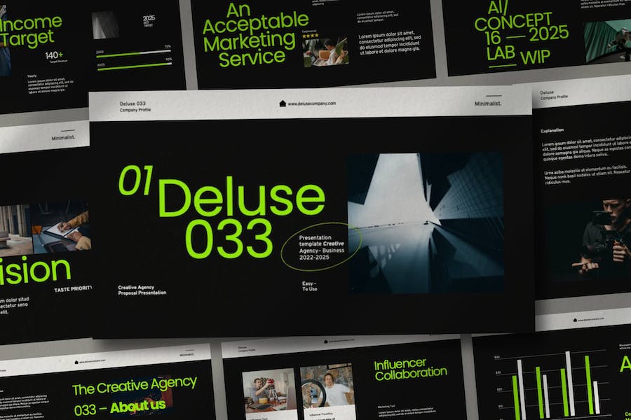 绿黑创意风企业简介展示Keynote模板 - 顶尖PPT