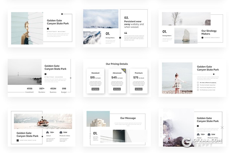 109页国外简约时尚商务通用PPT模板 创意商务图形卡通人物PPT模板 - 顶尖PPT