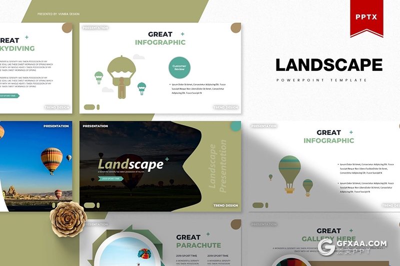 30页旅游度假热气球游玩分析统计PPT模板5种主题配色 - 顶尖PPT