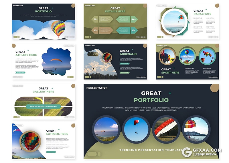 30页旅游度假热气球游玩分析统计PPT模板5种主题配色 - 顶尖PPT