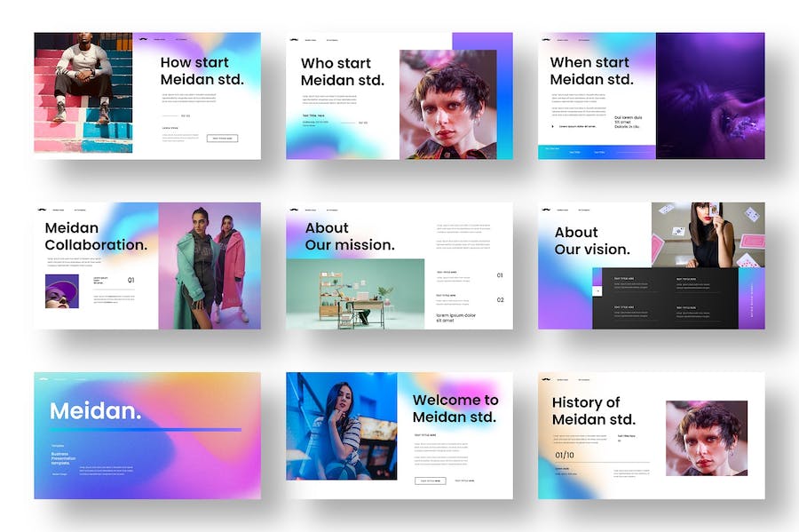 多彩图片网格商业计划PPT模板 - 顶尖PPT