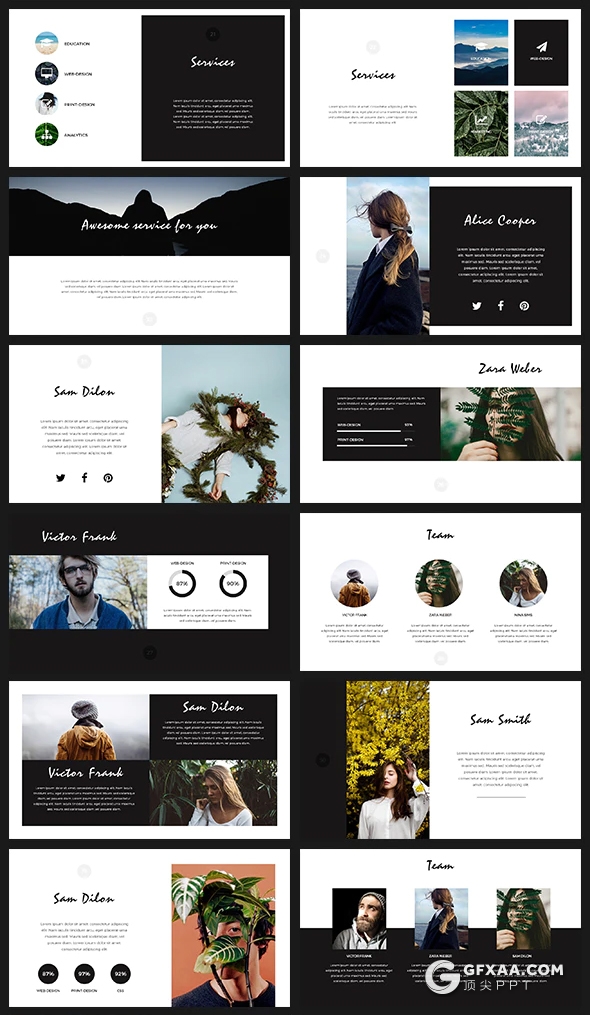 80页国外极简文艺时尚风格PPT模板 - 顶尖PPT