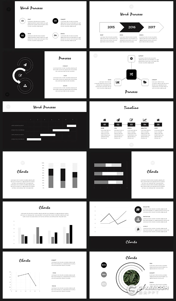 80页国外极简文艺时尚风格PPT模板 - 顶尖PPT