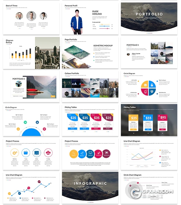 53页商务图形设计数据分析统计国外高端keynote模板 - 顶尖PPT