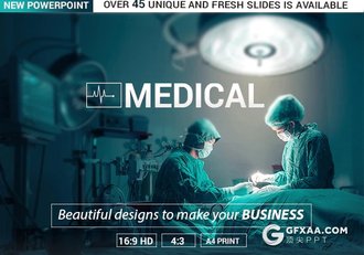45页医学研究医学报告工作分析PPT模板10种主题配色16:9 4:3 A4三种尺寸PPT模板 - 顶尖PPT