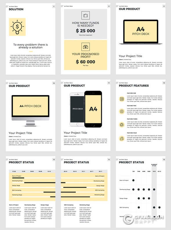 58页A4竖版尺寸图文信息混排商务keynote模板 6种主题配色 - 顶尖PPT