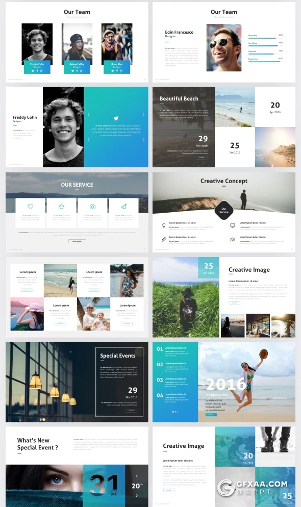 65页国外高端商务风格企业团队介绍工作计划总结PPT模板 10种配色 4:3 16:9两种尺寸 - 顶尖PPT