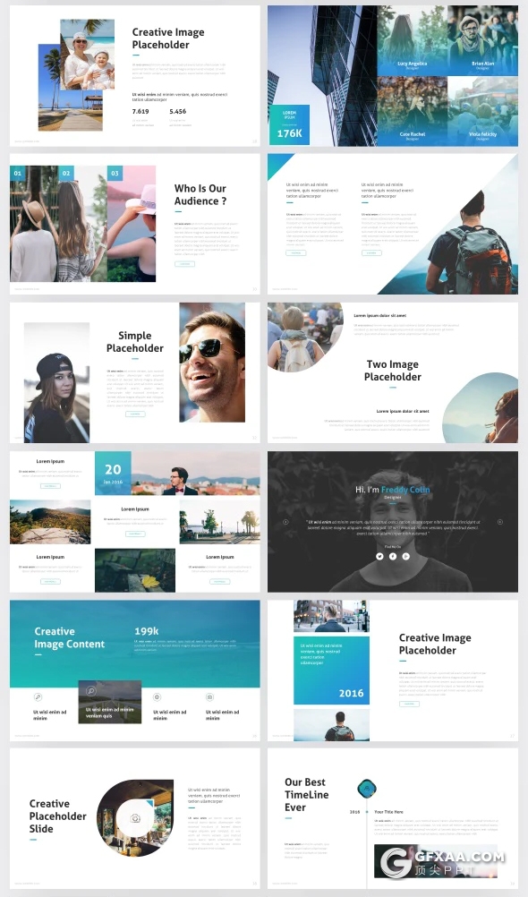 65页国外高端商务风格企业团队介绍工作计划总结PPT模板 10种配色 4:3 16:9两种尺寸 - 顶尖PPT