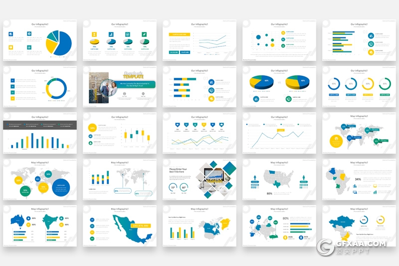 171页欧美风格商务图形企业团队介绍工作计划总结PPT模板 - 顶尖PPT