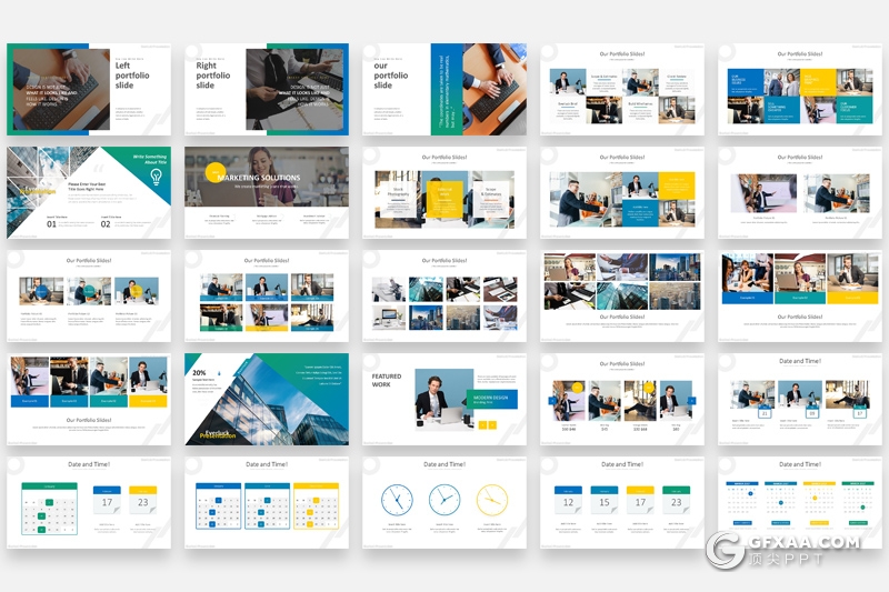 171页欧美风格商务图形企业团队介绍工作计划总结PPT模板 - 顶尖PPT