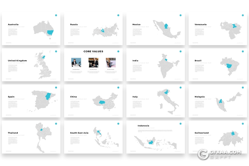 112页国外简约商务风格PPT模板 世界各国地图商务图形icon图标PPT素材 - 顶尖PPT