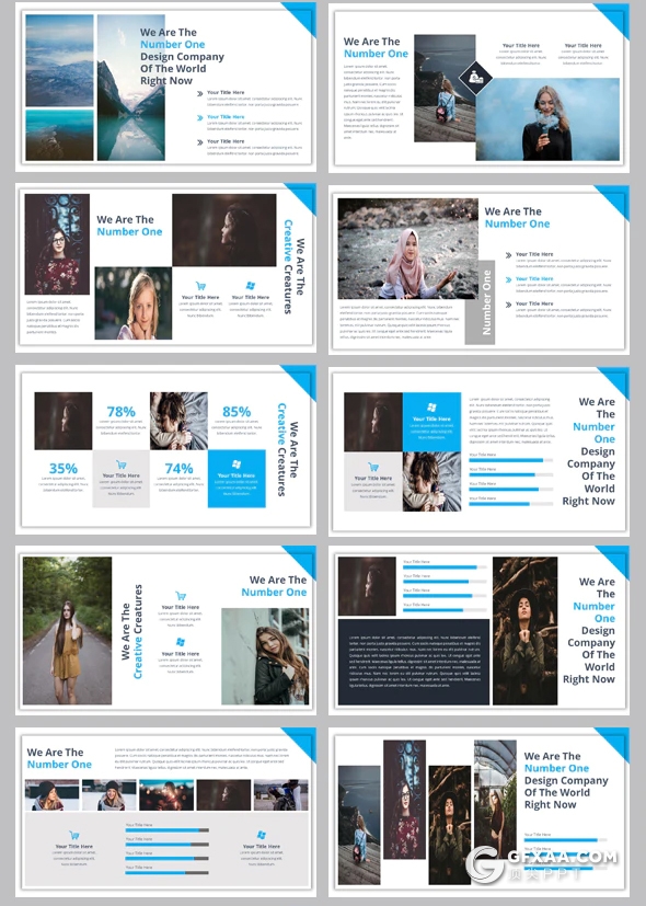 100页企业团队介绍创意商务图形统计分析PPT模板 - 顶尖PPT