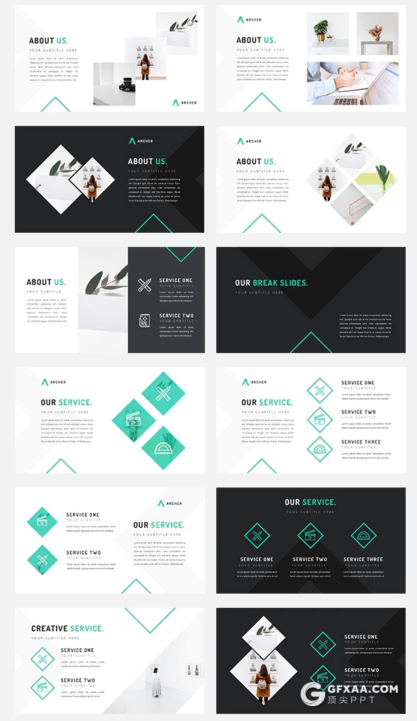 105页室内装修公司团队介绍案例展示PPT模板 - 顶尖PPT