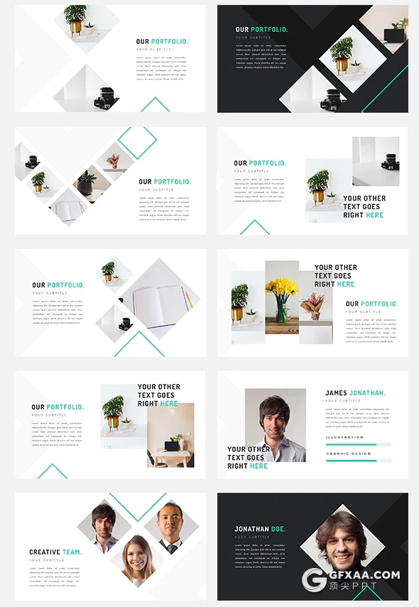 105页室内装修公司团队介绍案例展示PPT模板 - 顶尖PPT