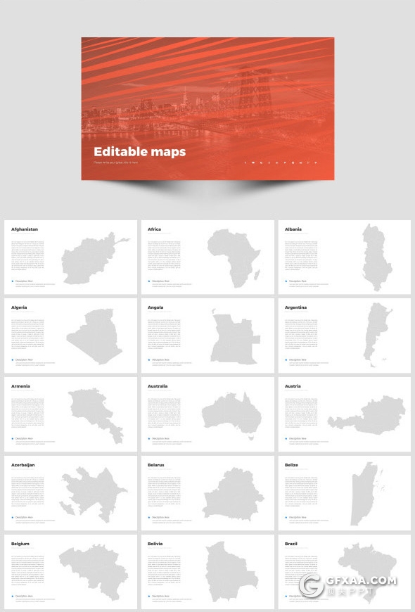 505页国外高端商务多用途PPT模板商务信息图形合集PPT可编辑世界各国家地图PPT - 顶尖PPT