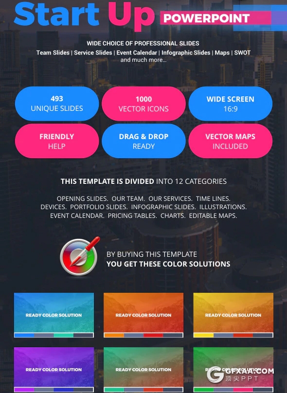 493页国外精美蓝紫渐变配色商务通用ppt企业团队介绍创意商务信息图形ppt商务卡通插画ppt世界各国地图ppt模板 - 顶尖PPT