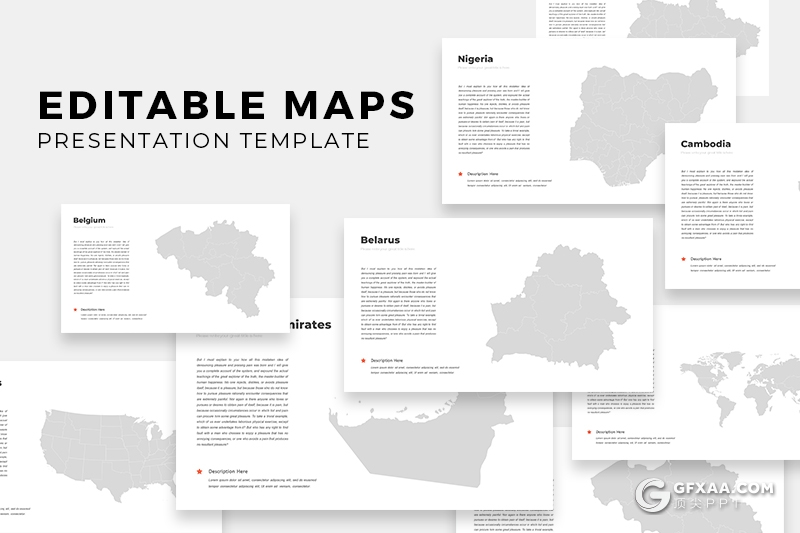 94页世界各国国家地图图形PPT模板世界地图ppt模板 - 顶尖PPT