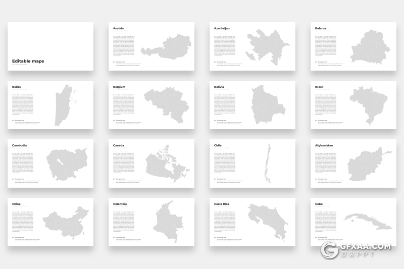 94页世界各国国家地图图形PPT模板世界地图ppt模板 - 顶尖PPT