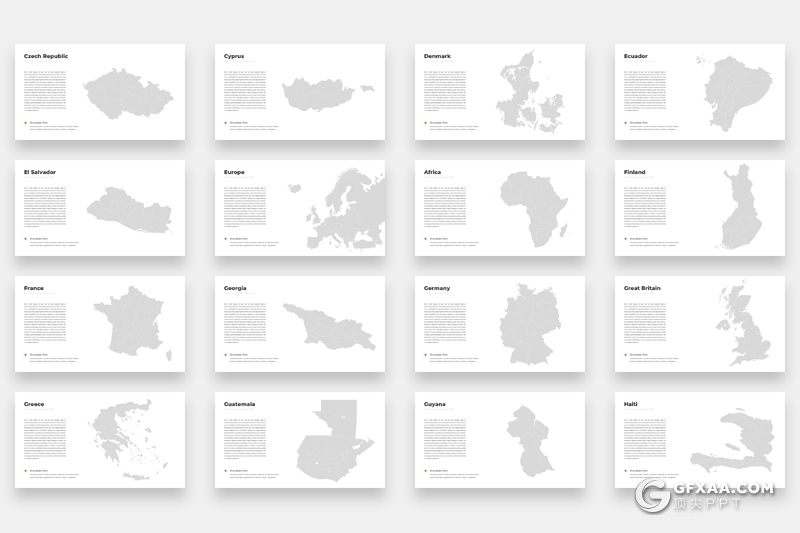 94页世界各国国家地图图形PPT模板世界地图ppt模板 - 顶尖PPT