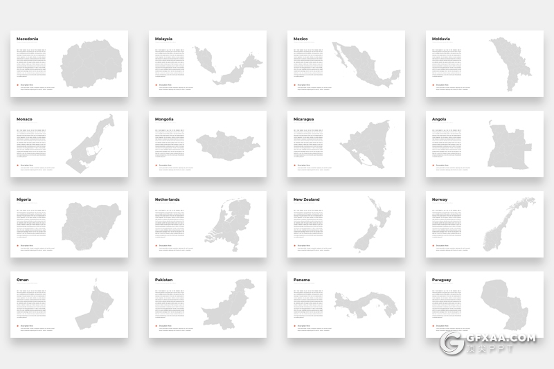 94页世界各国国家地图图形PPT模板世界地图ppt模板 - 顶尖PPT