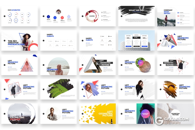 110页欧美简约时尚风格商务通用PPT模板 附赠22个XML配色文件 - 顶尖PPT