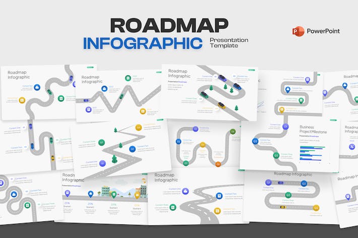 路线图规划信息展示PPT模板 - 顶尖PPT