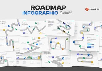 路线图规划信息展示PPT模板 - 顶尖PPT