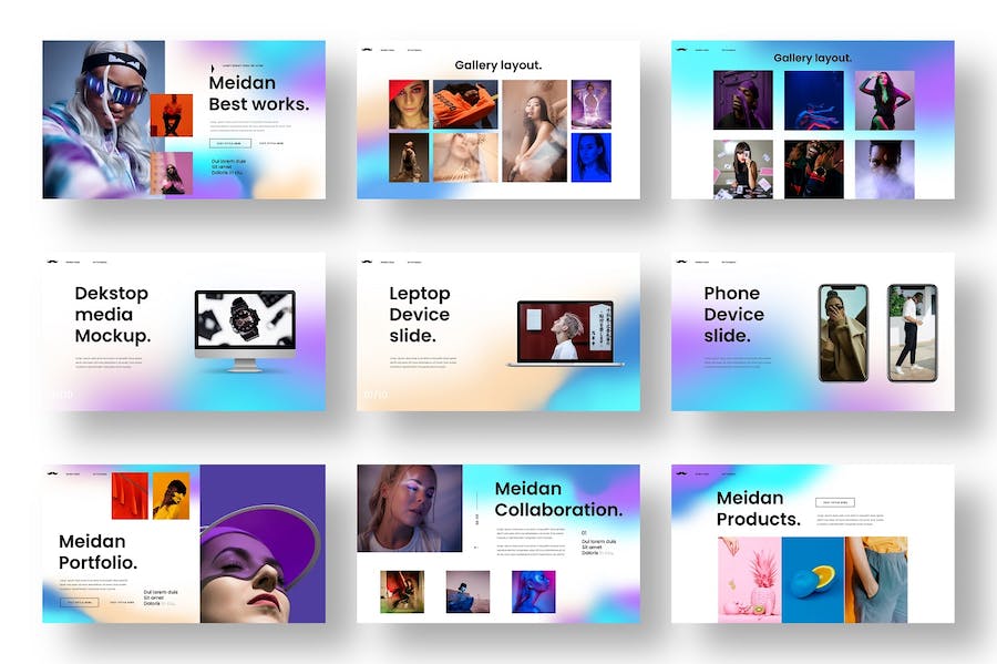 多彩图片网格商业计划PPT模板 - 顶尖PPT