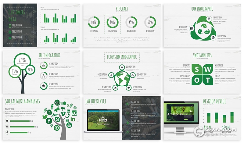 30页6种主题配色企业工作汇报分析业务展示PPT模板 - 顶尖PPT