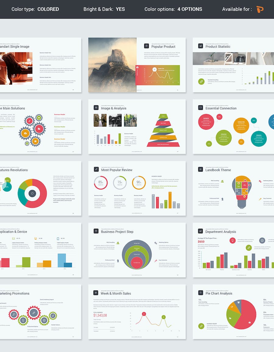 迷你简约风格商务汇报数据信息图形PPT模板 - 顶尖PPT