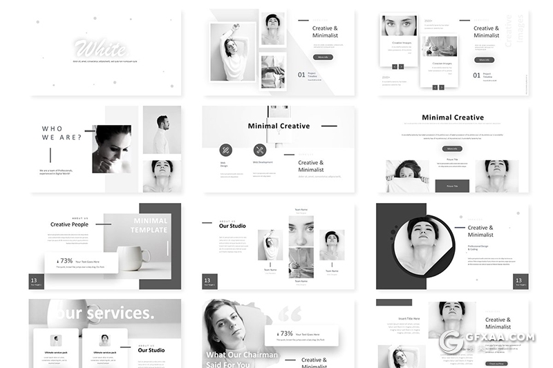 30页黑白灰配色美容美体行业工作项目汇报介绍ppt模板 5种主题配色 - 顶尖PPT