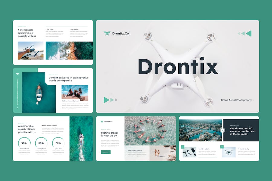 无人机航空摄影产品展示PPT模板 - 顶尖PPT