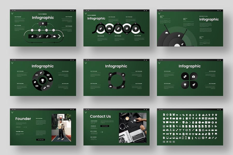 暗绿色国外商务通用PPT模板 - 顶尖PPT