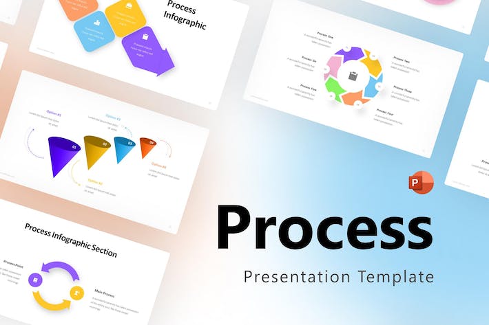 彩色创意流程步骤图形图表PPT模板 - 顶尖PPT