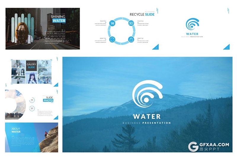 50页欧美扁平化简约商务风格ppt模板 5种主题配色 - 顶尖PPT