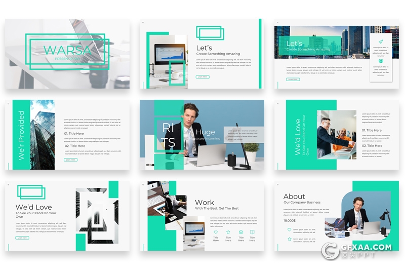 67页扁平化创意方块组合设计商务风格keynote模板 - 顶尖PPT