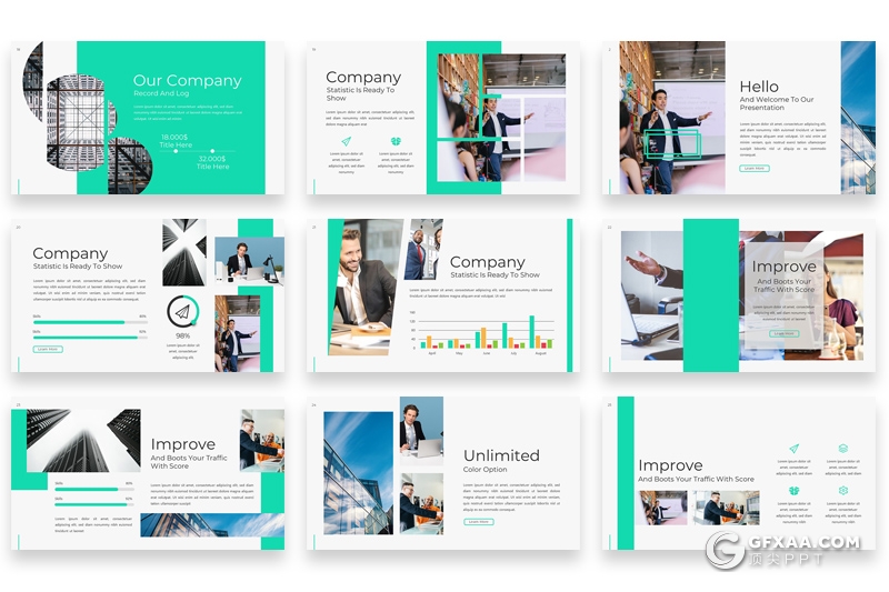 67页扁平化创意方块组合设计商务风格keynote模板 - 顶尖PPT