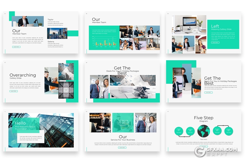 67页扁平化创意方块组合设计商务风格keynote模板 - 顶尖PPT