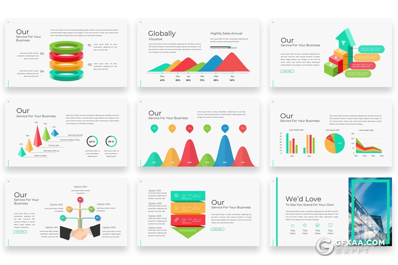 67页扁平化创意方块组合设计商务风格keynote模板 - 顶尖PPT