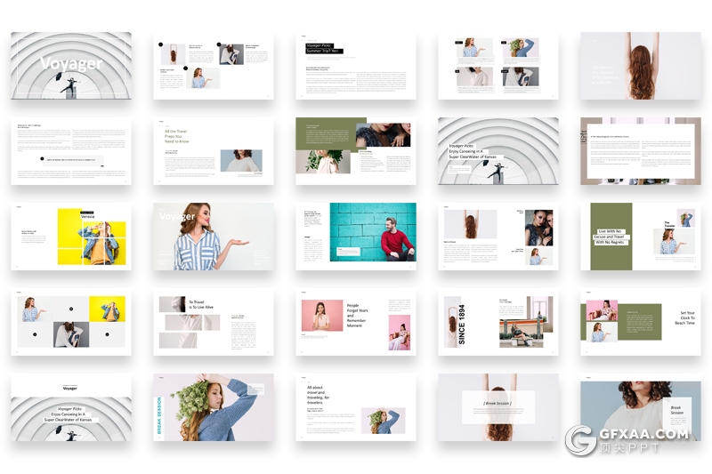 50页国外极简时尚文艺唯美风格PPT模板 - 顶尖PPT