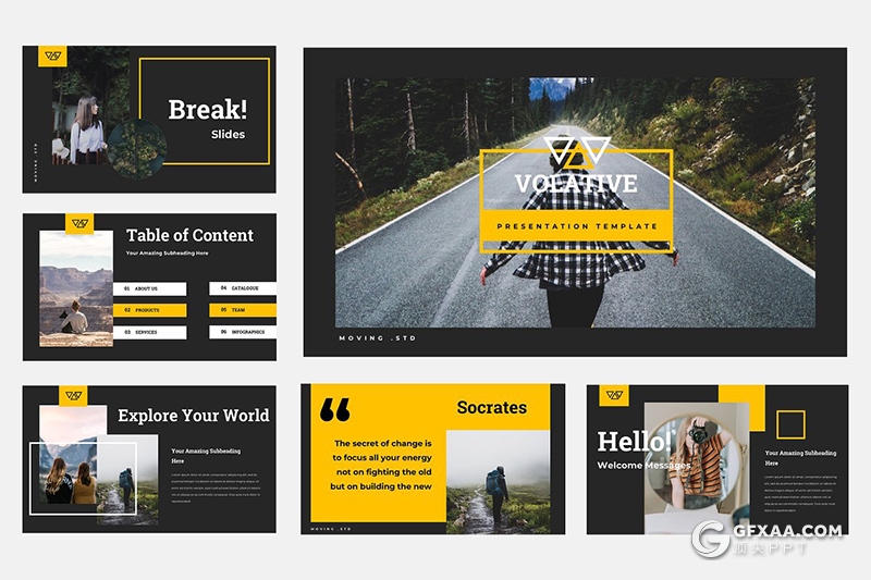 45页国外扁平化户外旅行品牌服饰分析介绍keynote模板 - 顶尖PPT