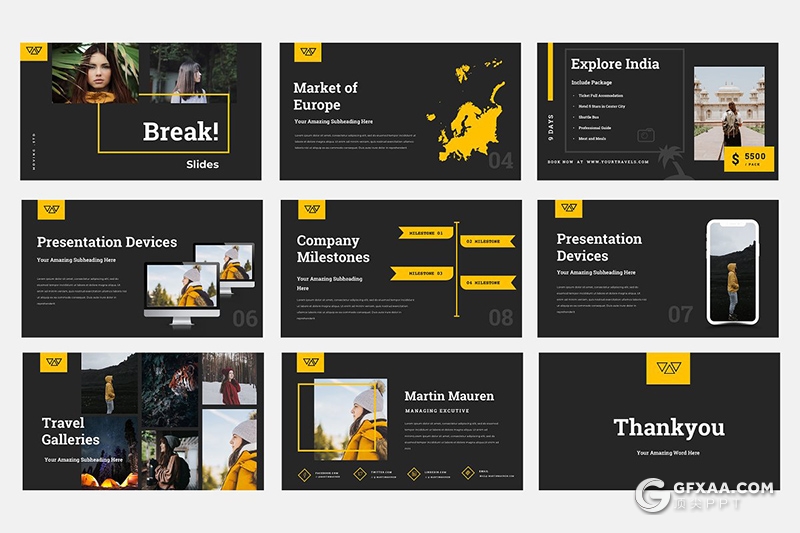 45页国外扁平化户外旅行品牌服饰分析介绍keynote模板 - 顶尖PPT